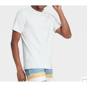 Men's Slim Fit Short Sleeve Rash Guard Swim Shirt Goodfellow White X XLARGE TALL